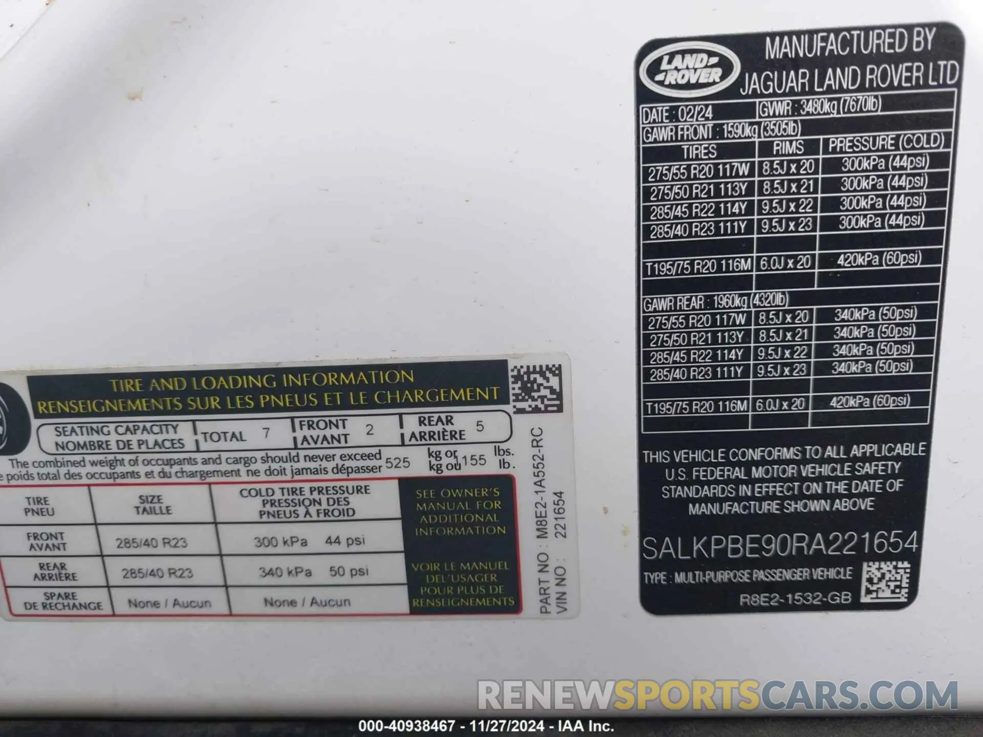 9 fotografías del automóvil dañado SALKPBE90RA221654 LAND ROVER RANGE ROVER 2024