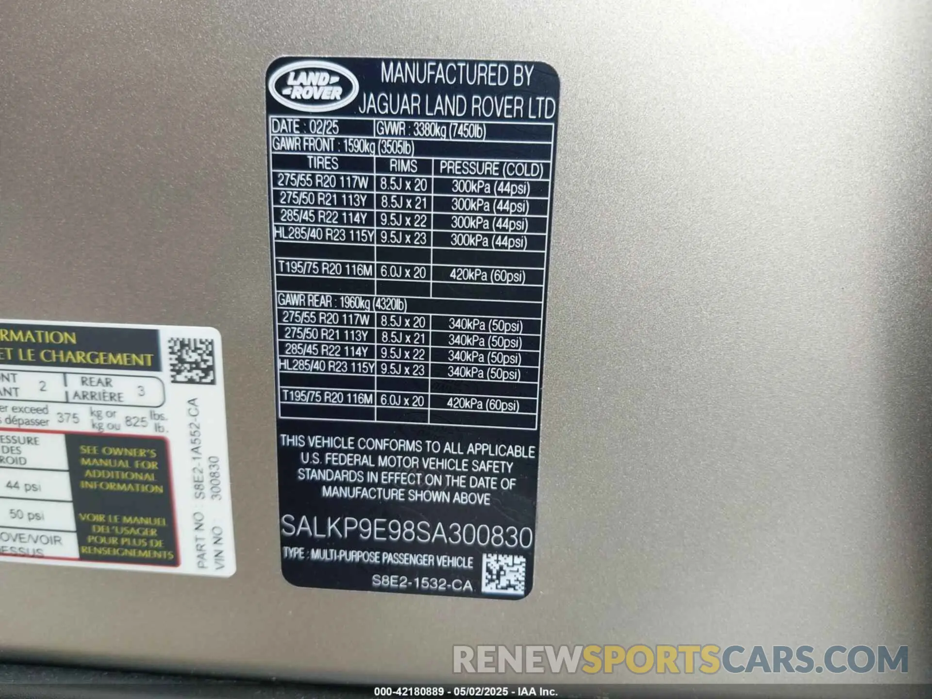 9 fotografías del automóvil dañado SALKP9E98SA300830 LAND ROVER RANGE ROVER 2025