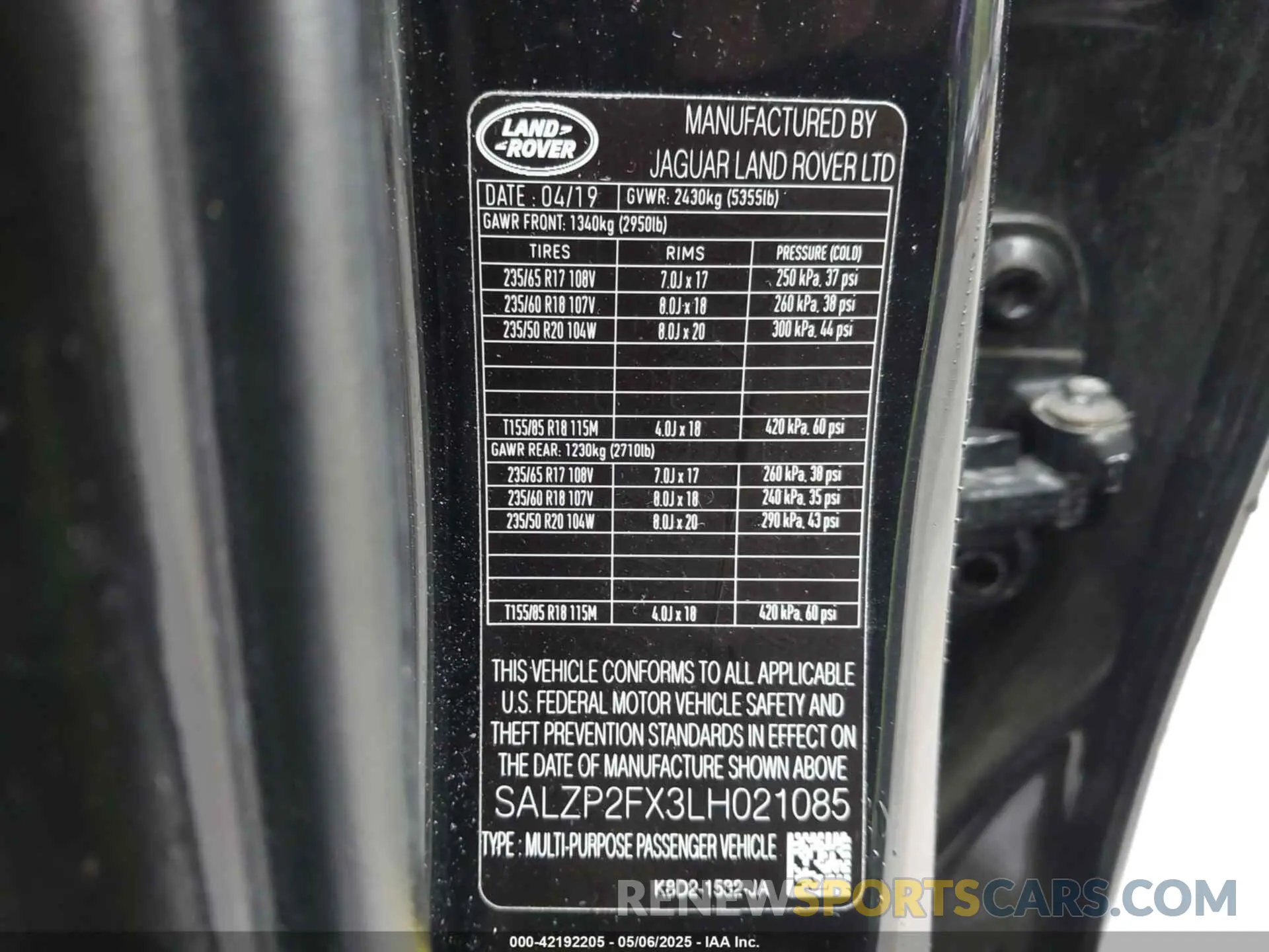 9 fotografías del automóvil dañado SALZP2FX3LH021085 LAND ROVER RANGE ROVER EVOQUE 2020