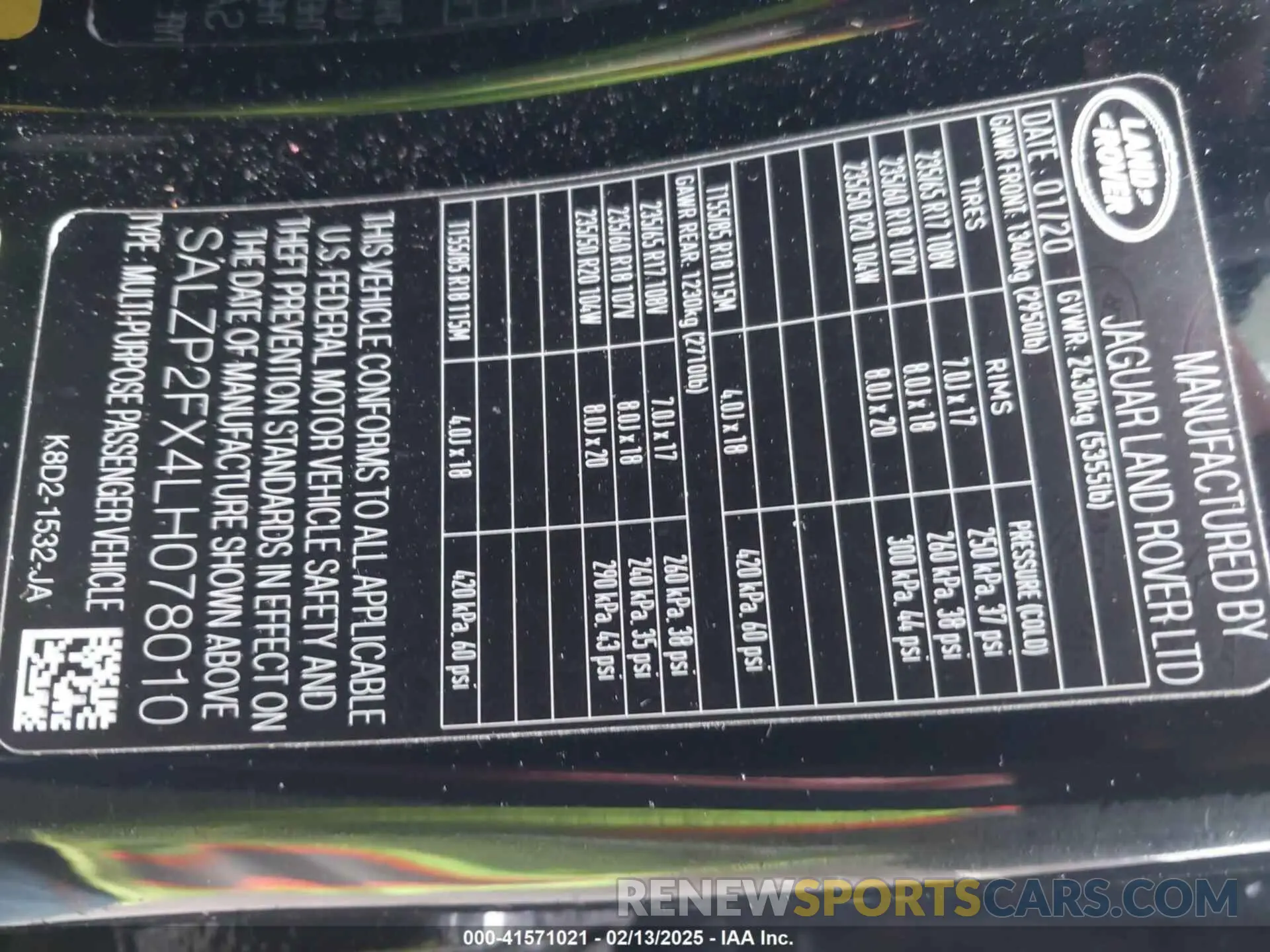 9 fotografías del automóvil dañado SALZP2FX4LH078010 LAND ROVER RANGE ROVER EVOQUE 2020