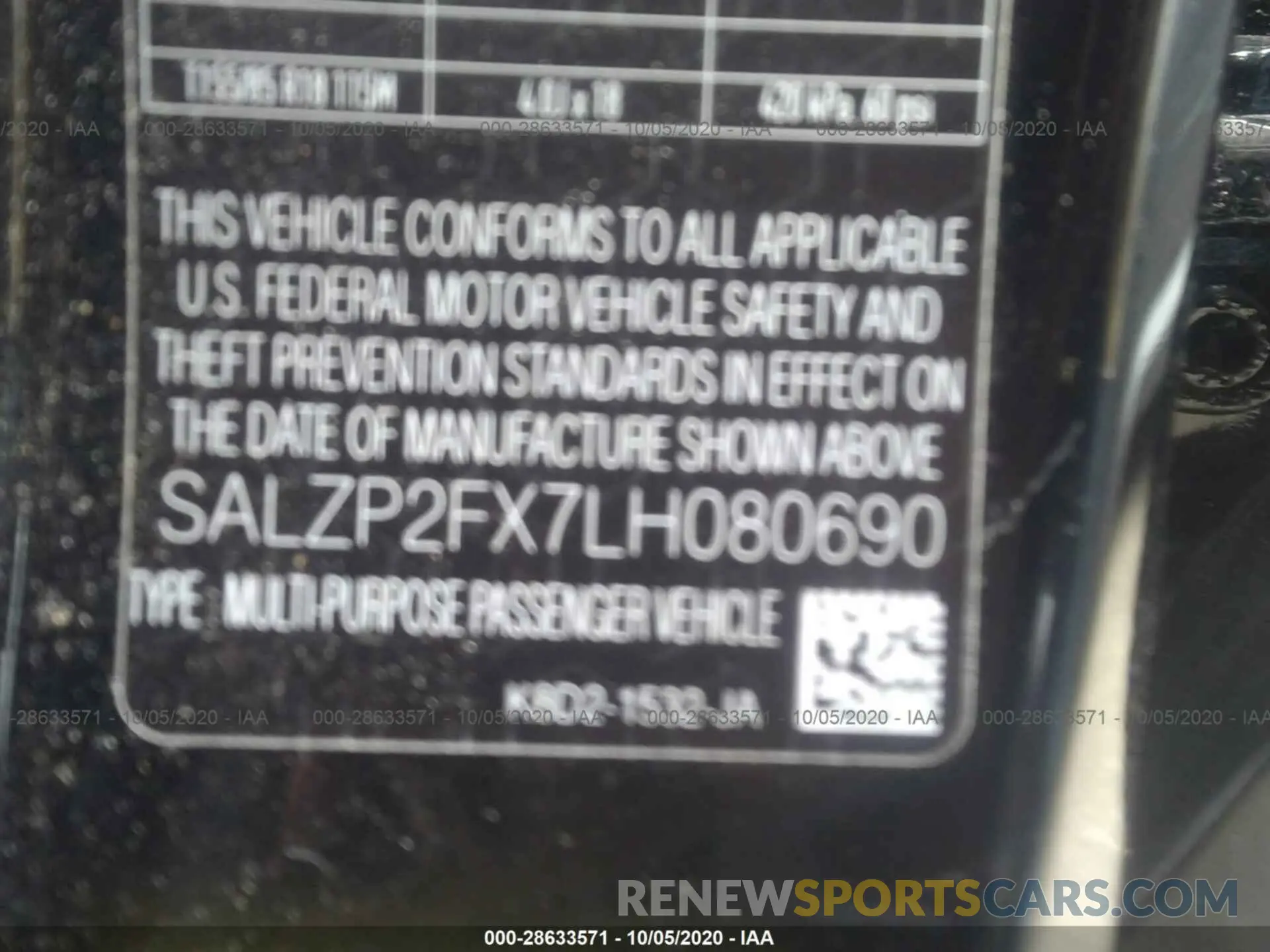 9 fotografías del automóvil dañado SALZP2FX7LH080690 LAND ROVER RANGE ROVER EVOQUE 2020