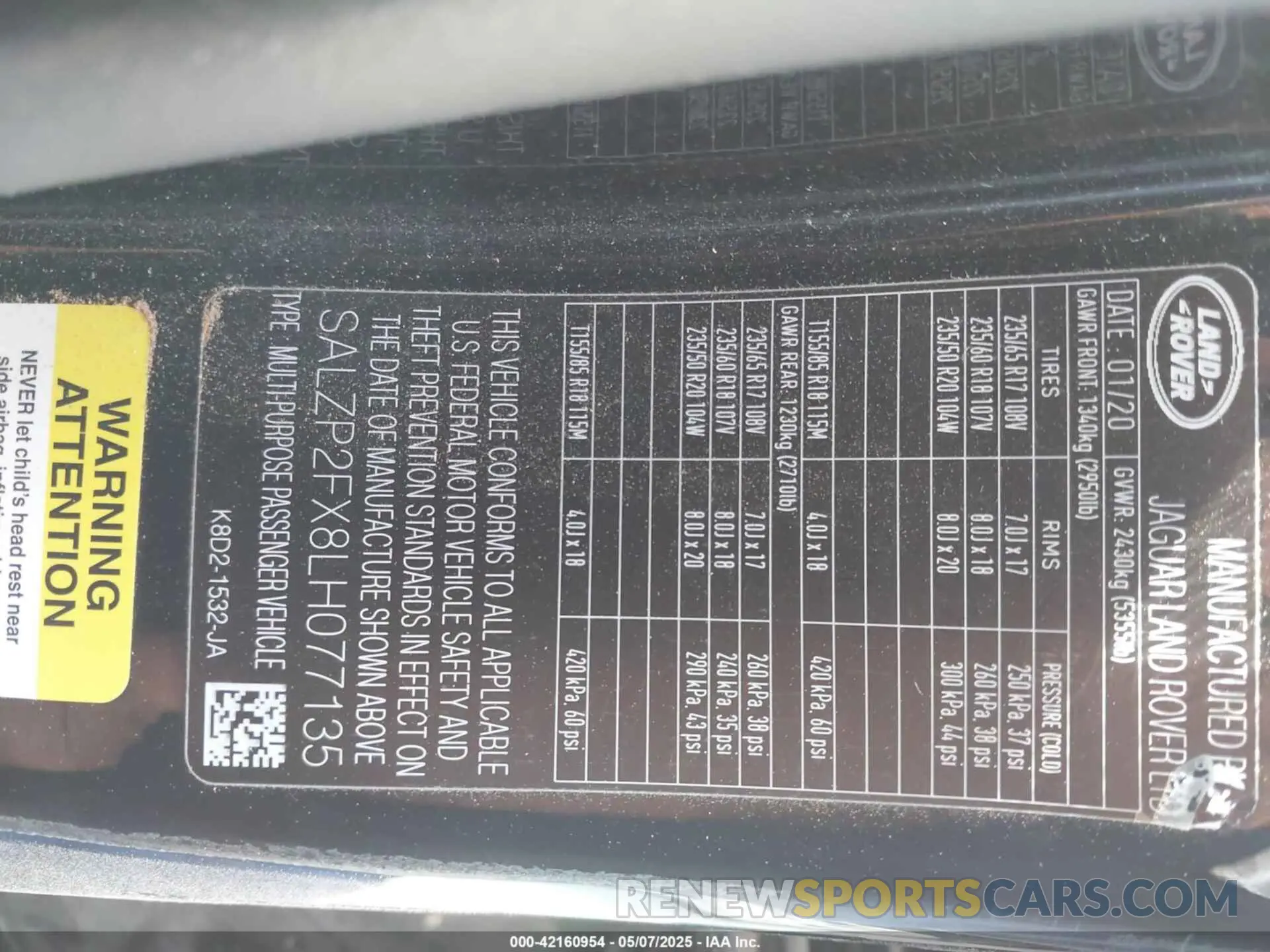 9 fotografías del automóvil dañado SALZP2FX8LH077135 LAND ROVER RANGE ROVER EVOQUE 2020
