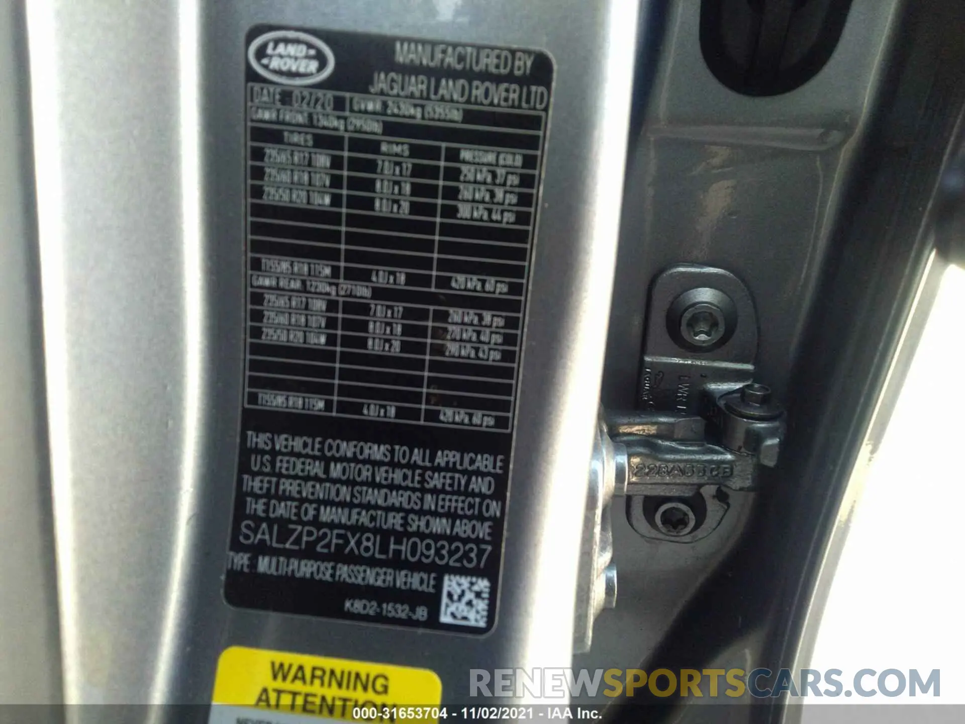 9 fotografías del automóvil dañado SALZP2FX8LH093237 LAND ROVER RANGE ROVER EVOQUE 2020