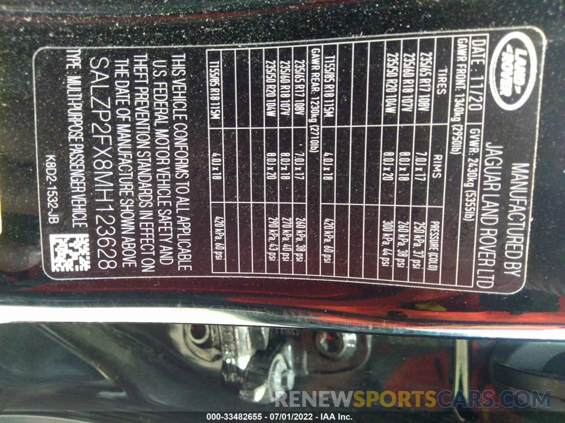 9 fotografías del automóvil dañado SALZP2FX8MH123628 LAND ROVER RANGE ROVER EVOQUE 2021
