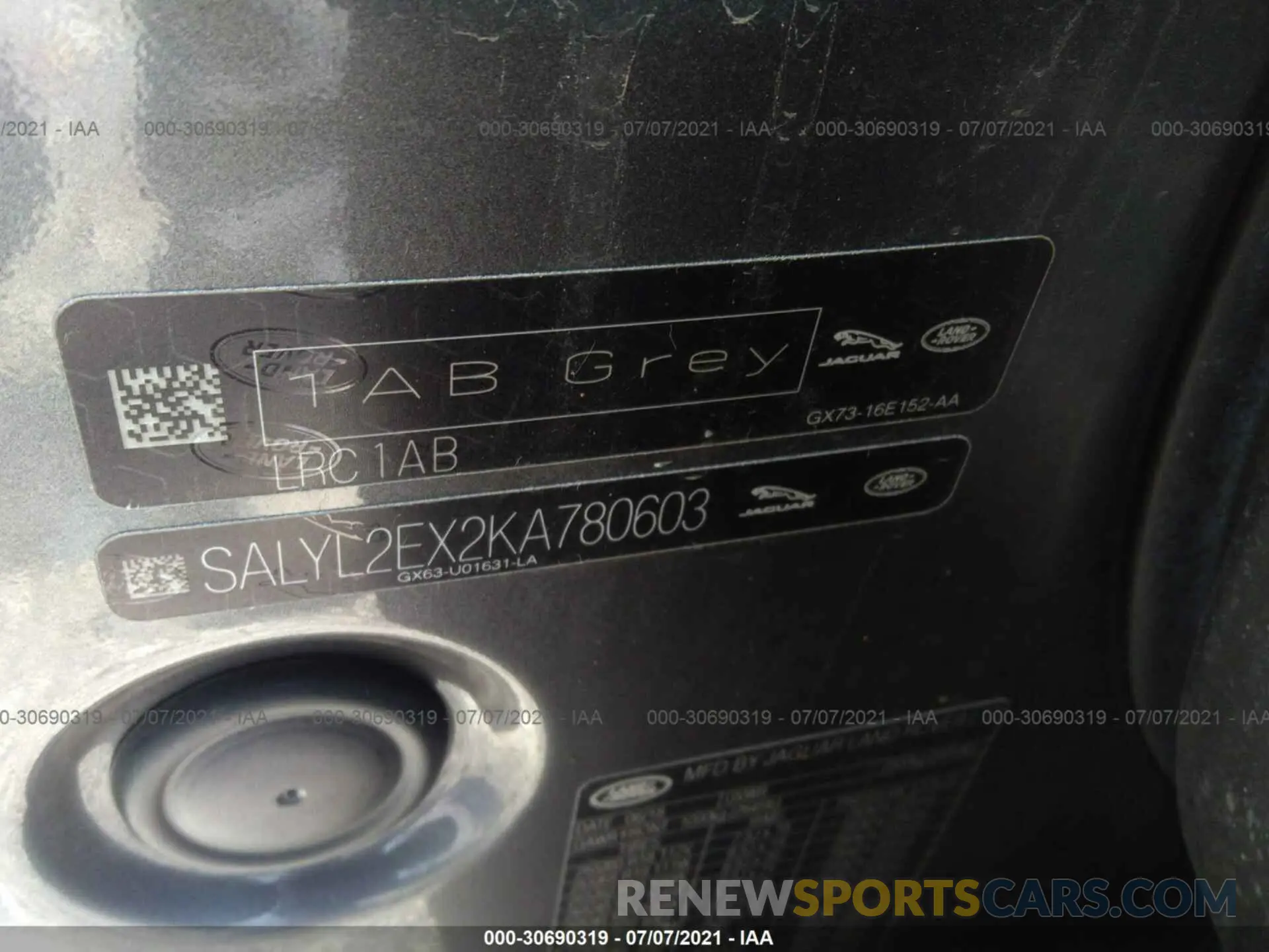 9 fotografías del automóvil dañado SALYL2EX2KA780603 LAND ROVER RANGE ROVER VELAR 2019