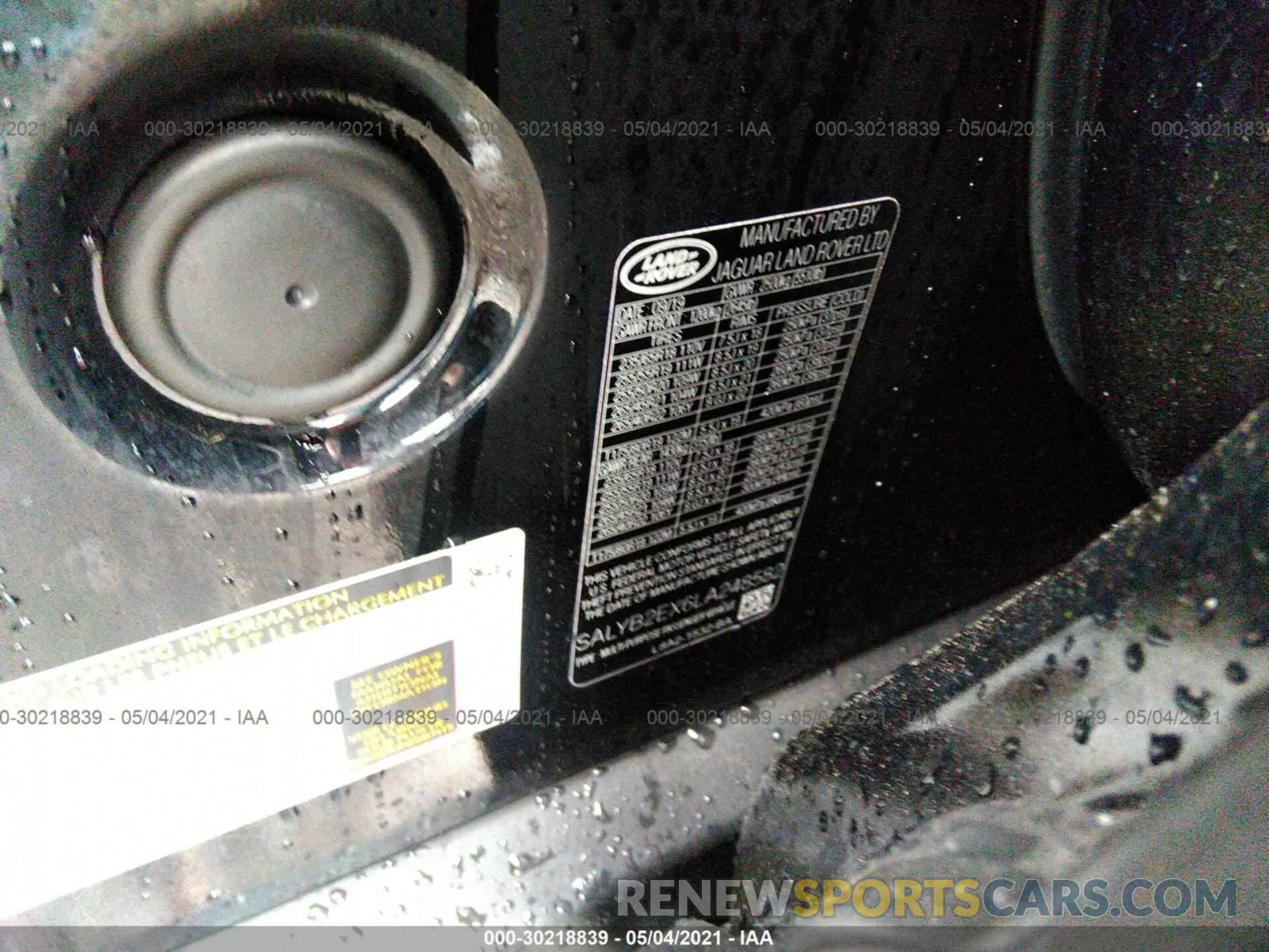 9 fotografías del automóvil dañado SALYB2EX6LA248582 LAND ROVER RANGE ROVER VELAR 2020