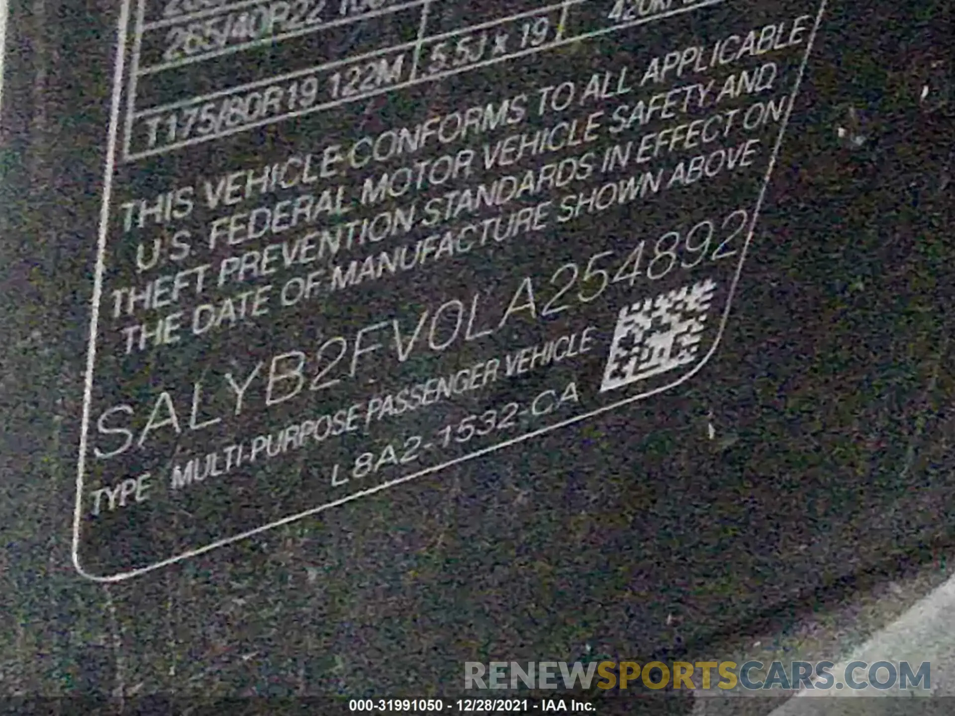 9 fotografías del automóvil dañado SALYB2FV0LA254892 LAND ROVER RANGE ROVER VELAR 2020