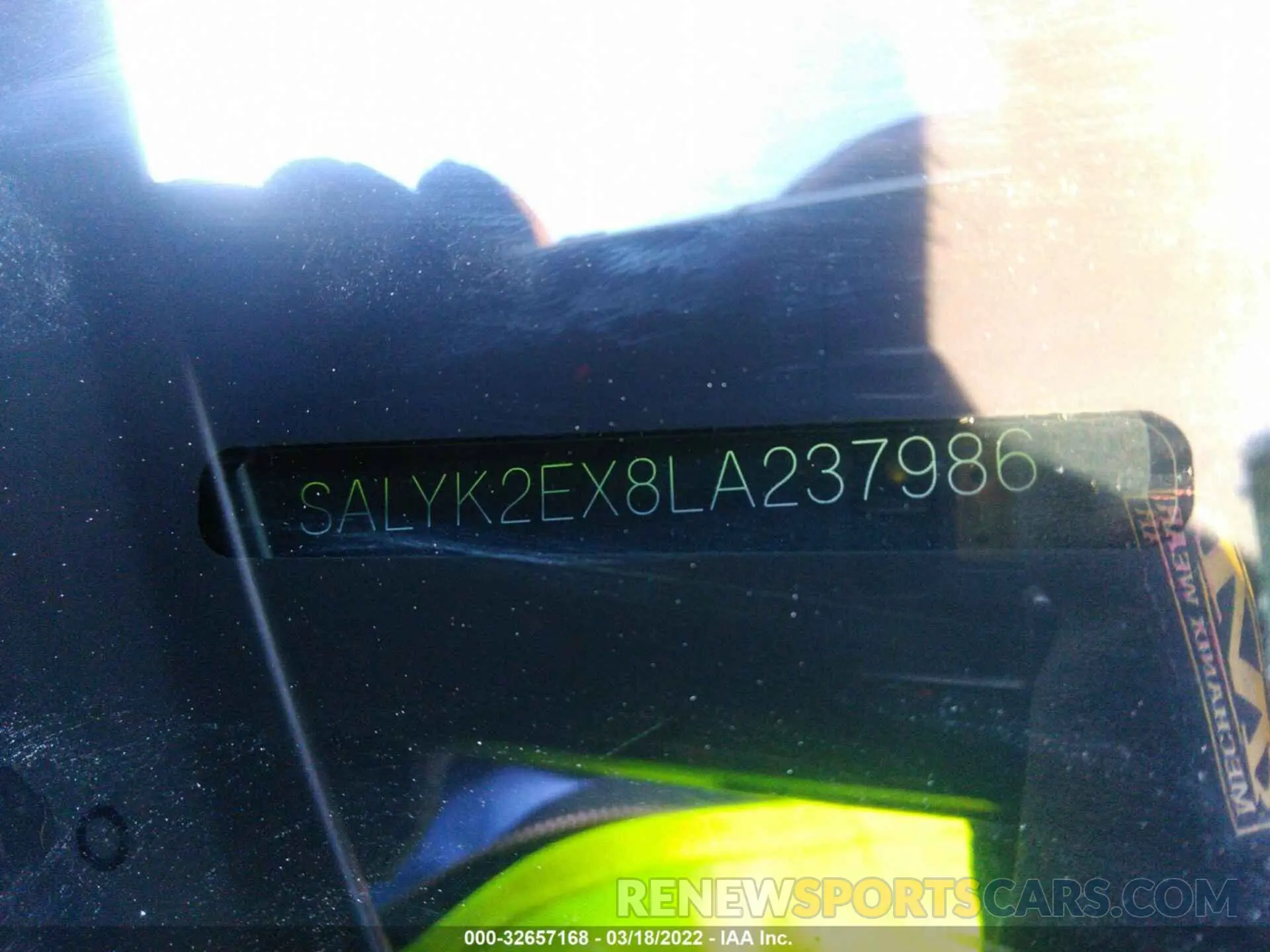 9 fotografías del automóvil dañado SALYK2EX8LA237986 LAND ROVER RANGE ROVER VELAR 2020