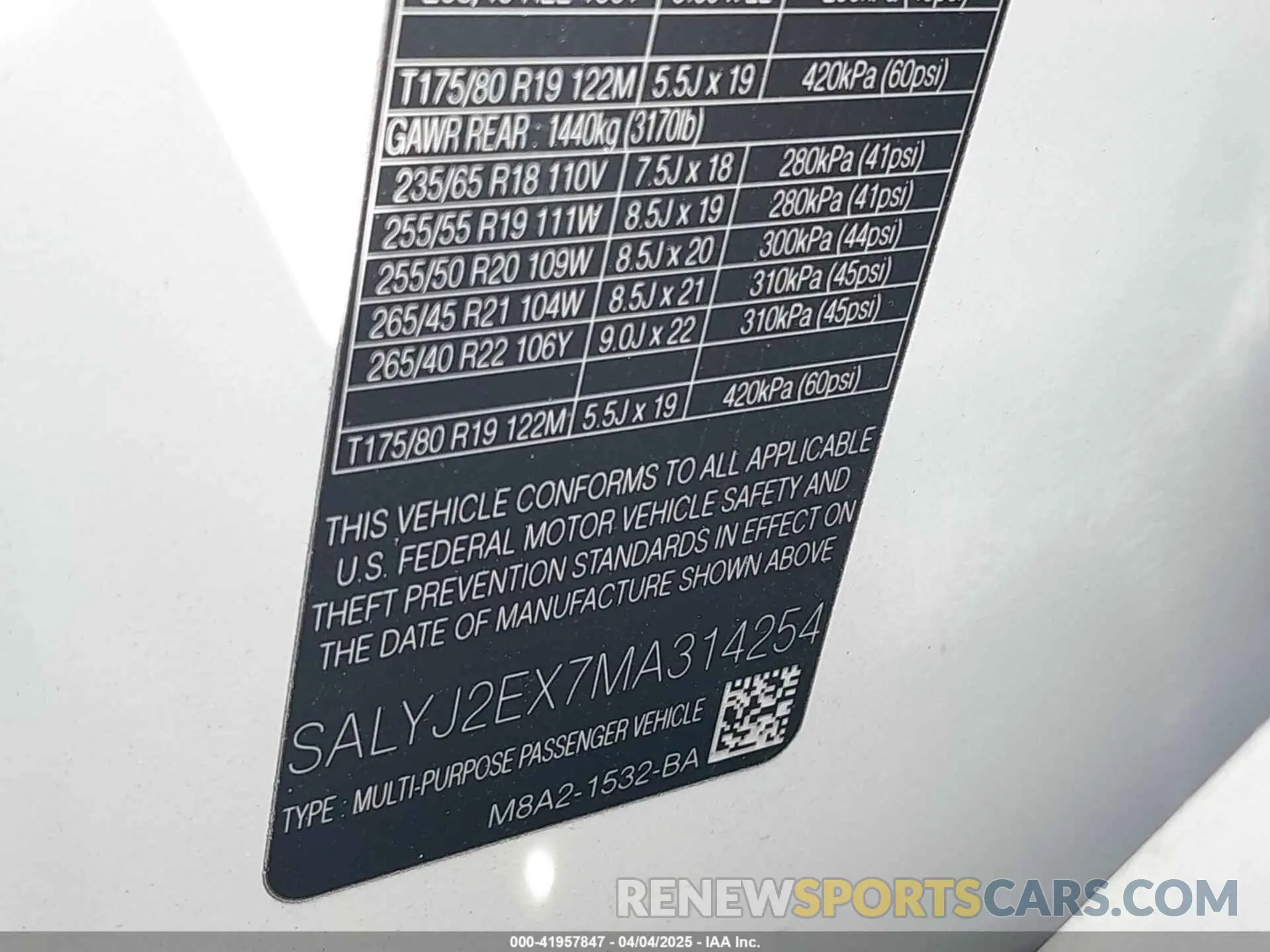 9 fotografías del automóvil dañado SALYJ2EX7MA314254 LAND ROVER RANGE ROVER VELAR 2021