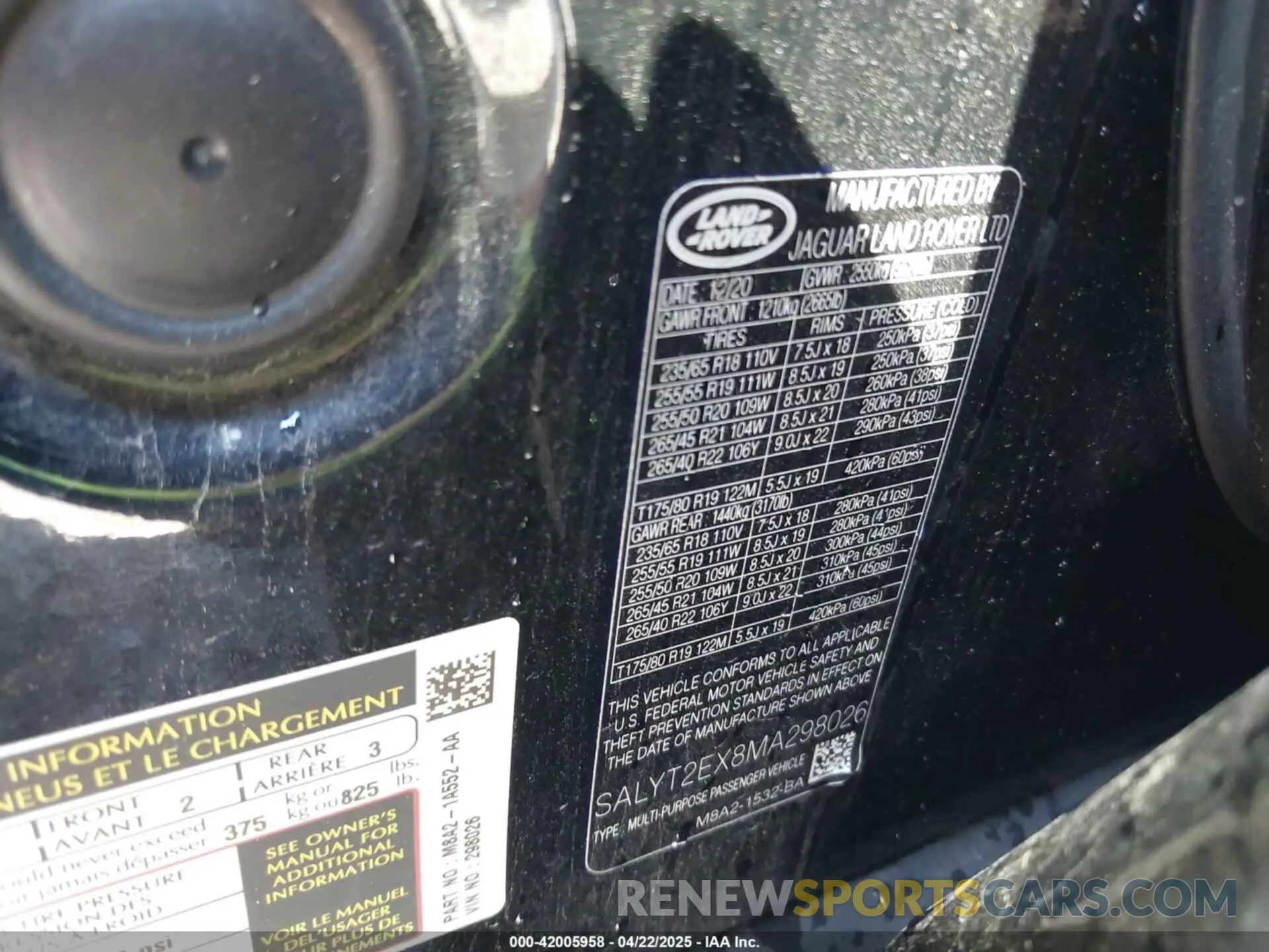 9 fotografías del automóvil dañado SALYT2EX8MA298026 LAND ROVER RANGE ROVER VELAR 2021