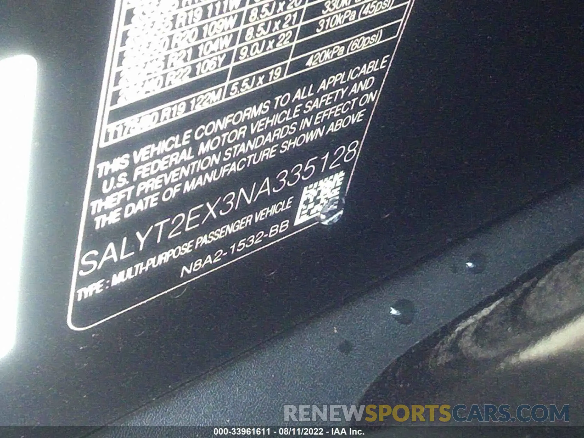9 fotografías del automóvil dañado SALYT2EX3NA335128 LAND ROVER RANGE ROVER VELAR 2022