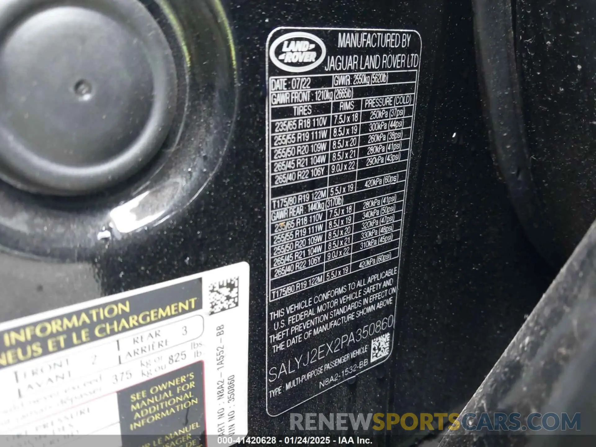 9 fotografías del automóvil dañado SALYJ2EX2PA350860 LAND ROVER RANGE ROVER VELAR 2023