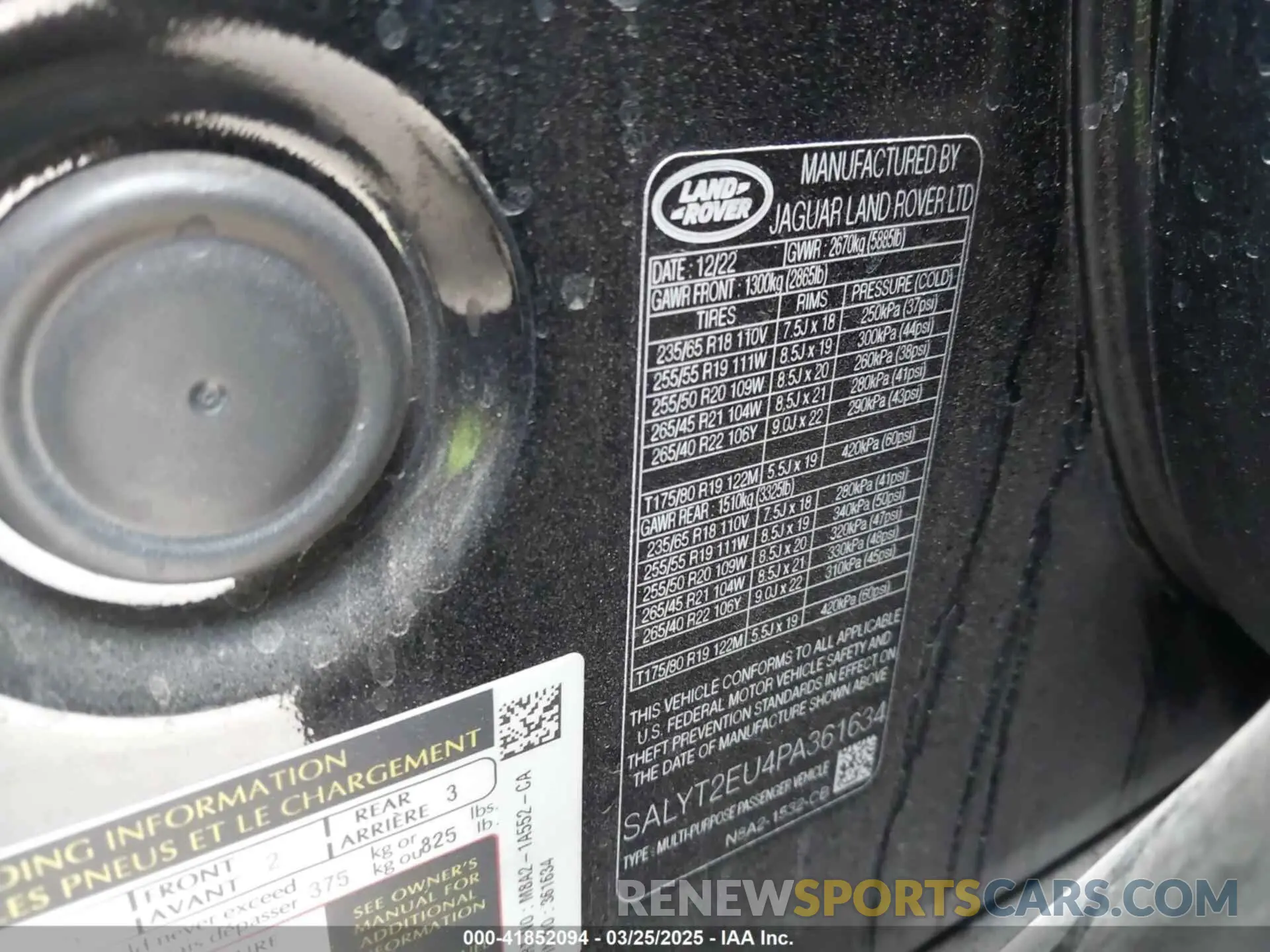 9 fotografías del automóvil dañado SALYT2EU4PA361634 LAND ROVER RANGE ROVER VELAR 2023