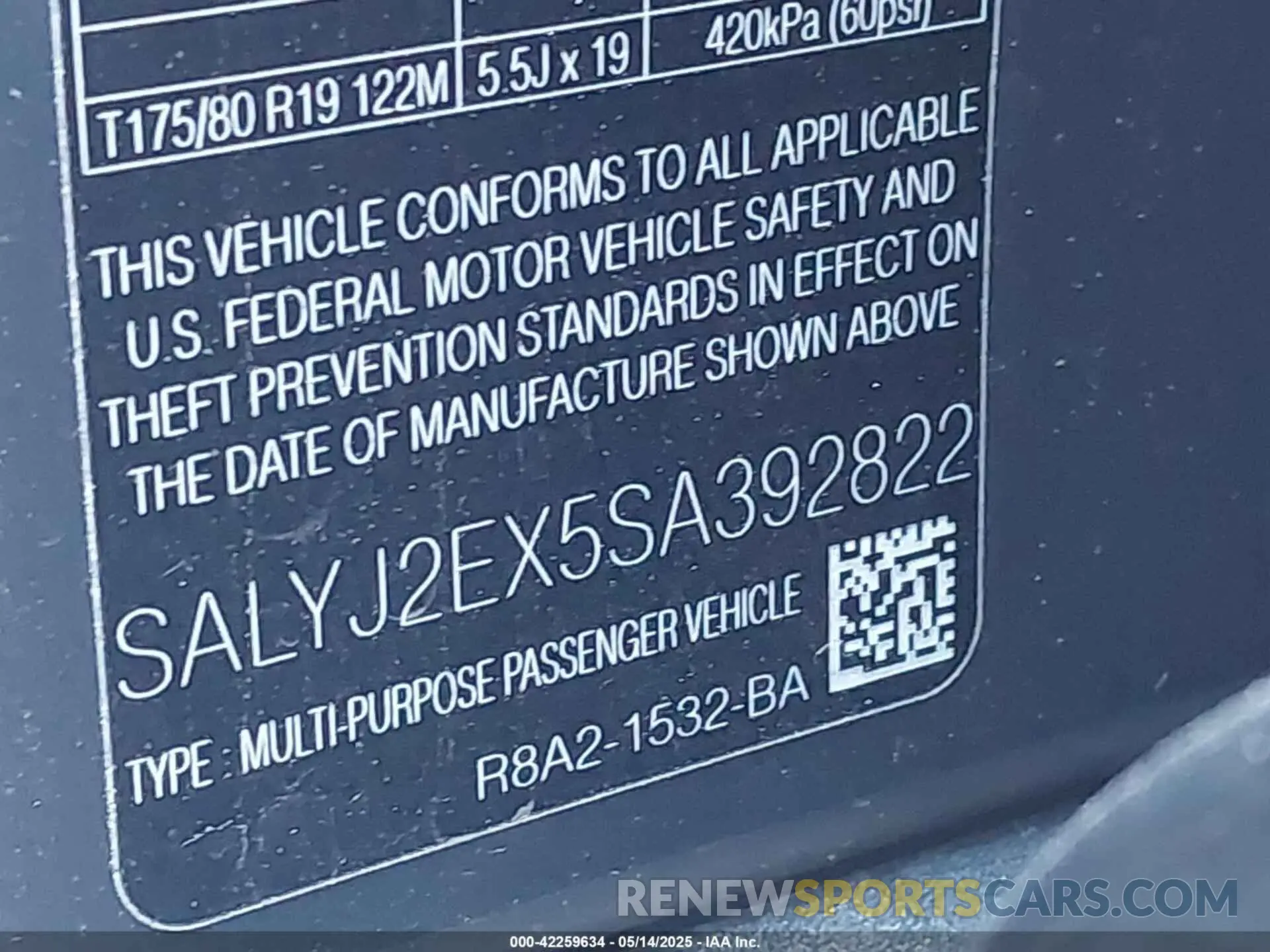 9 fotografías del automóvil dañado SALYJ2EX5SA392822 LAND ROVER RANGE ROVER VELAR 2025