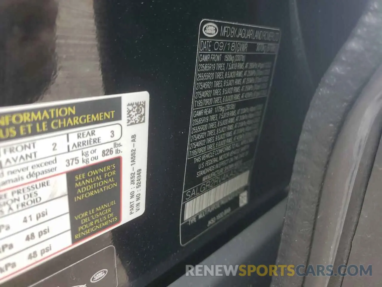 13 fotografías del automóvil dañado SALGR2RV4KA524949 LAND ROVER RANGEROVER 2019