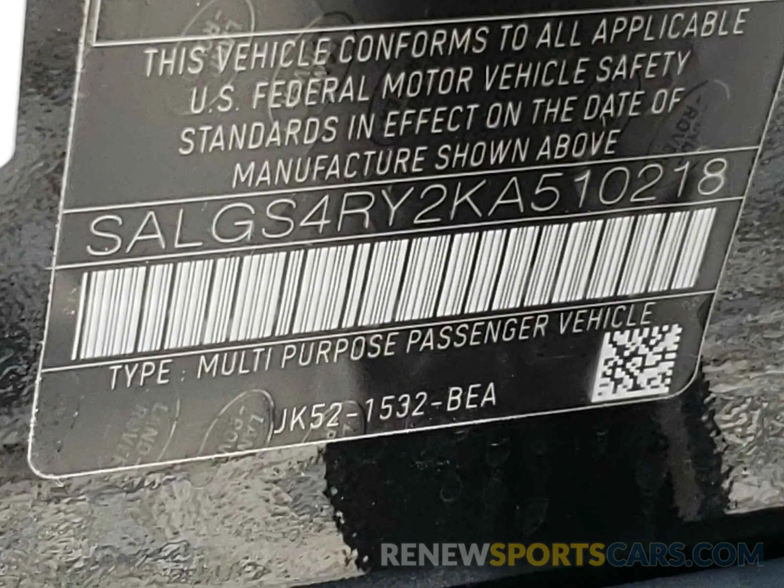 10 fotografías del automóvil dañado SALGS4RY2KA510218 LAND ROVER RANGEROVER 2019