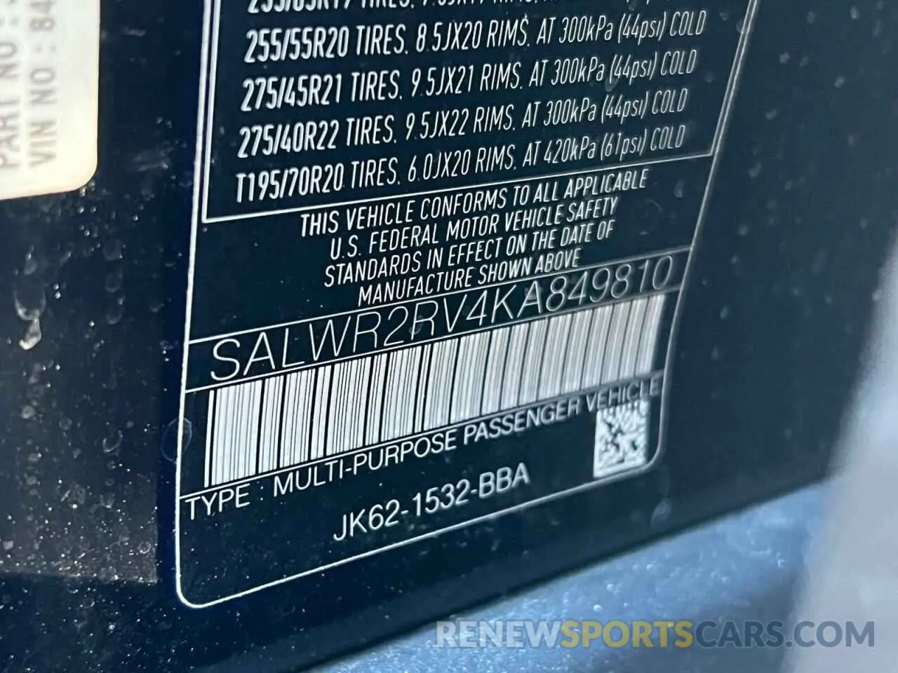 10 fotografías del automóvil dañado SALWR2RV4KA849810 LAND ROVER RANGEROVER 2019