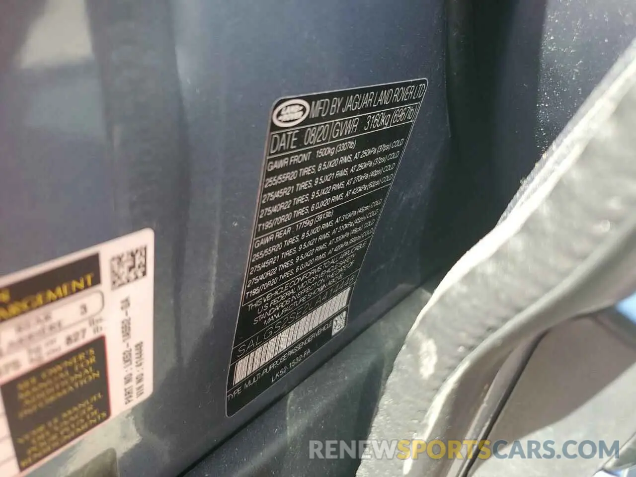 13 fotografías del automóvil dañado SALGS2SE2LA414448 LAND ROVER RANGEROVER 2020