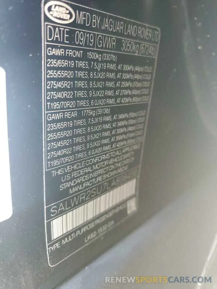 14 fotografías del automóvil dañado SALWR2SU7LA898499 LAND ROVER RANGEROVER 2020