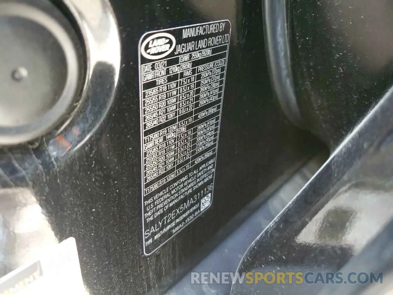 13 fotografías del automóvil dañado SALYT2EX5MA311136 LAND ROVER RANGEROVER 2021