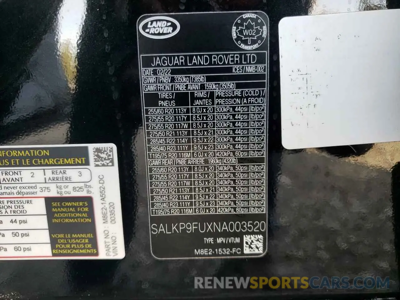 14 fotografías del automóvil dañado SALKP9FUXNA003520 LAND ROVER RANGEROVER 2022