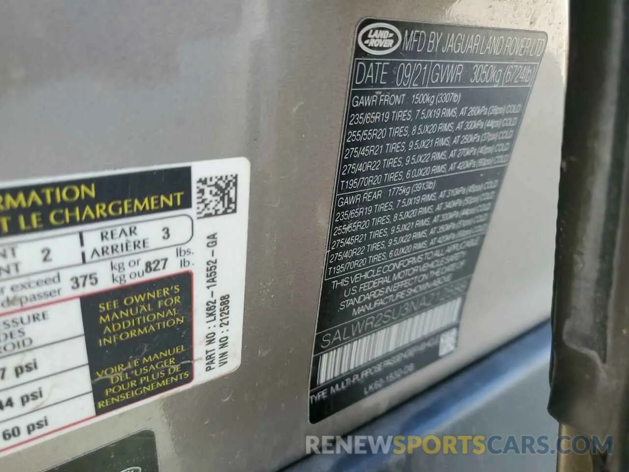 13 fotografías del automóvil dañado SALWR2SU3NA212588 LAND ROVER RANGEROVER 2022