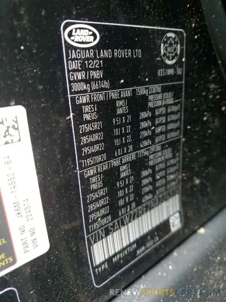 13 fotografías del automóvil dañado SALWZ2RE2NA224374 LAND ROVER RANGEROVER 2022