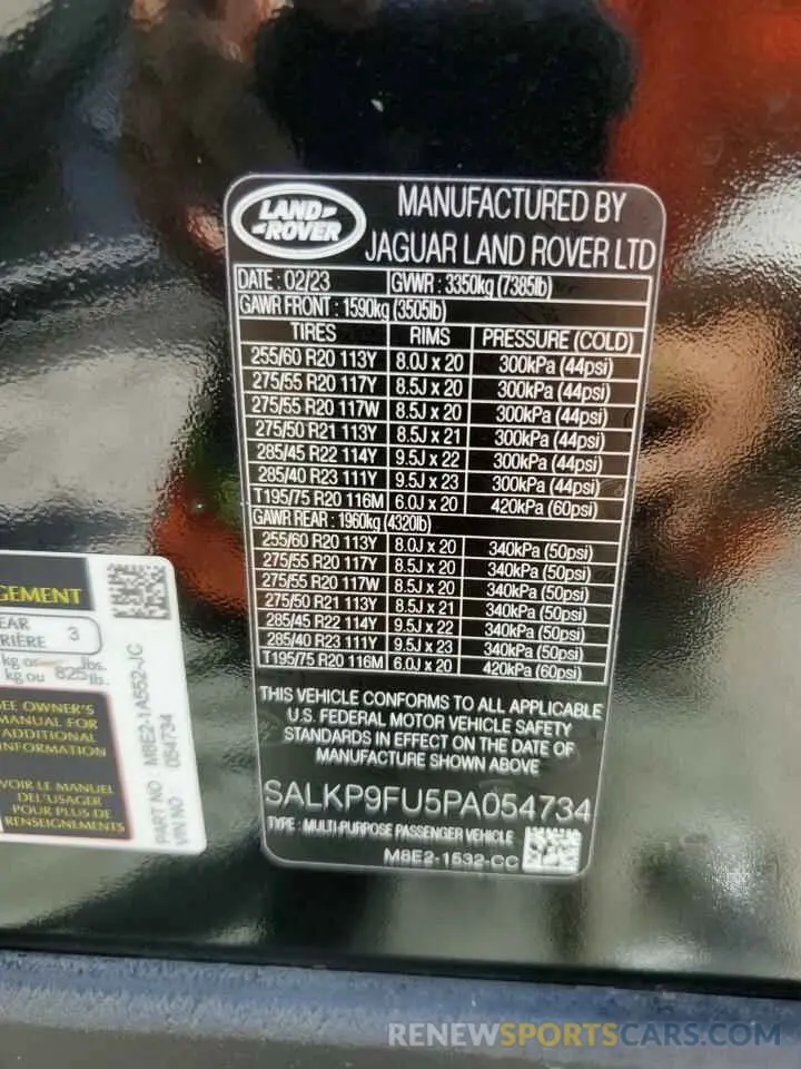 12 fotografías del automóvil dañado SALKP9FU5PA054734 LAND ROVER RANGEROVER 2023