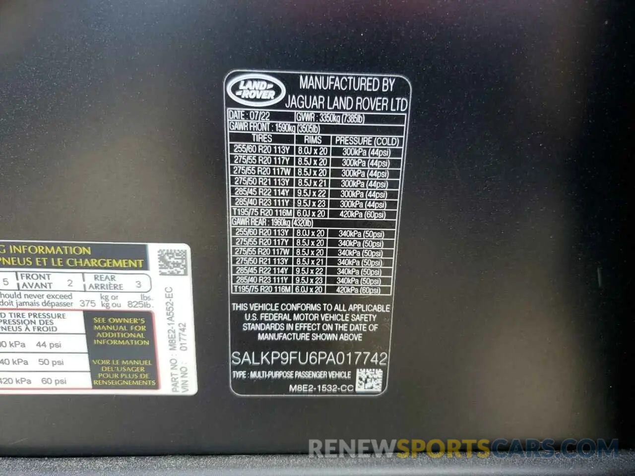 14 fotografías del automóvil dañado SALKP9FU6PA017742 LAND ROVER RANGEROVER 2023