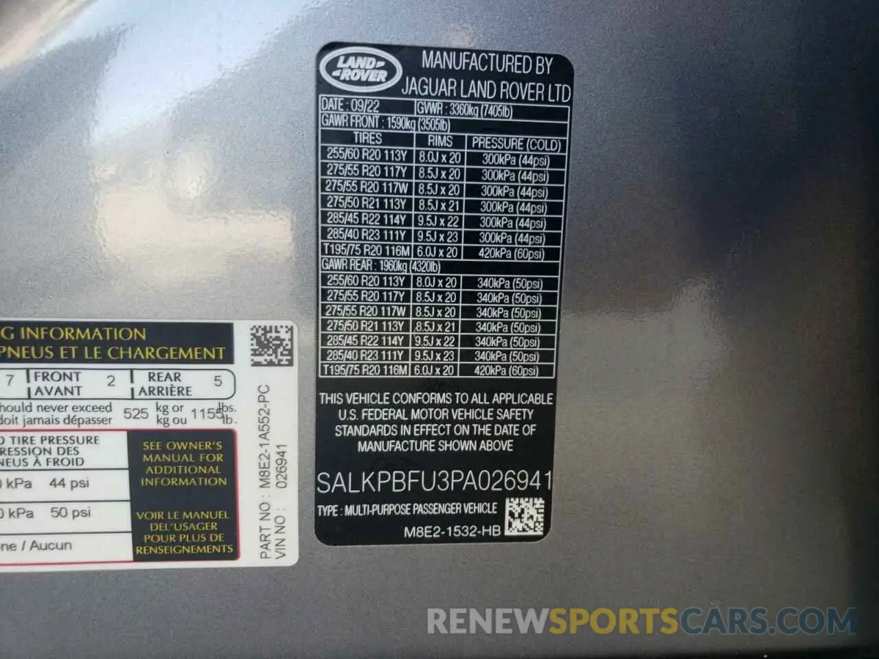 13 fotografías del automóvil dañado SALKPBFU3PA026941 LAND ROVER RANGEROVER 2023