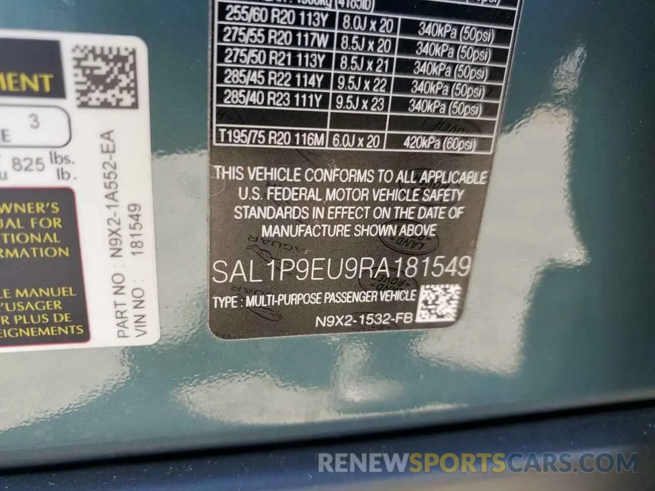 13 fotografías del automóvil dañado SAL1P9EU9RA181549 LAND ROVER RANGEROVER 2024
