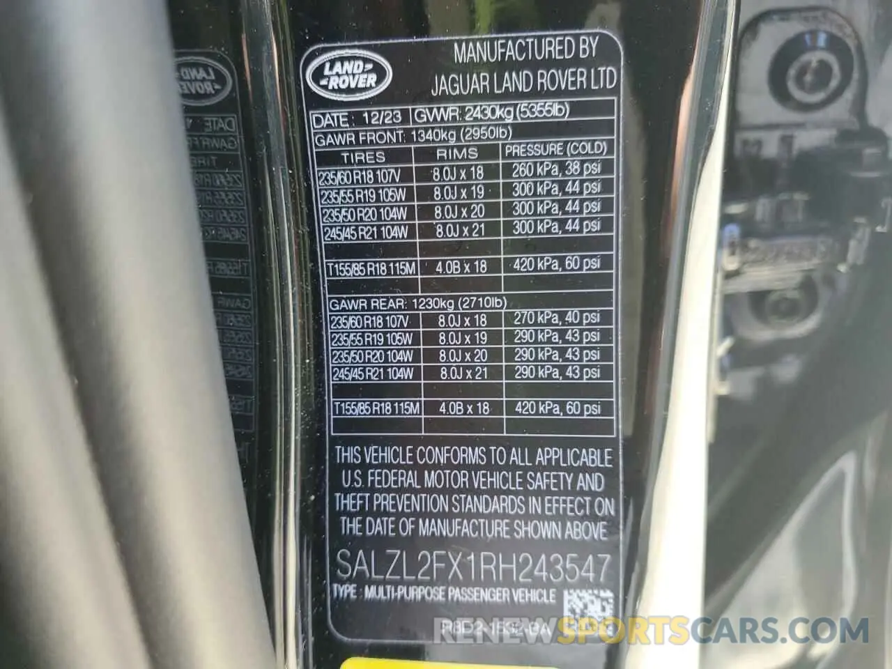 13 fotografías del automóvil dañado SALZL2FX1RH243547 LAND ROVER RANGEROVER 2024