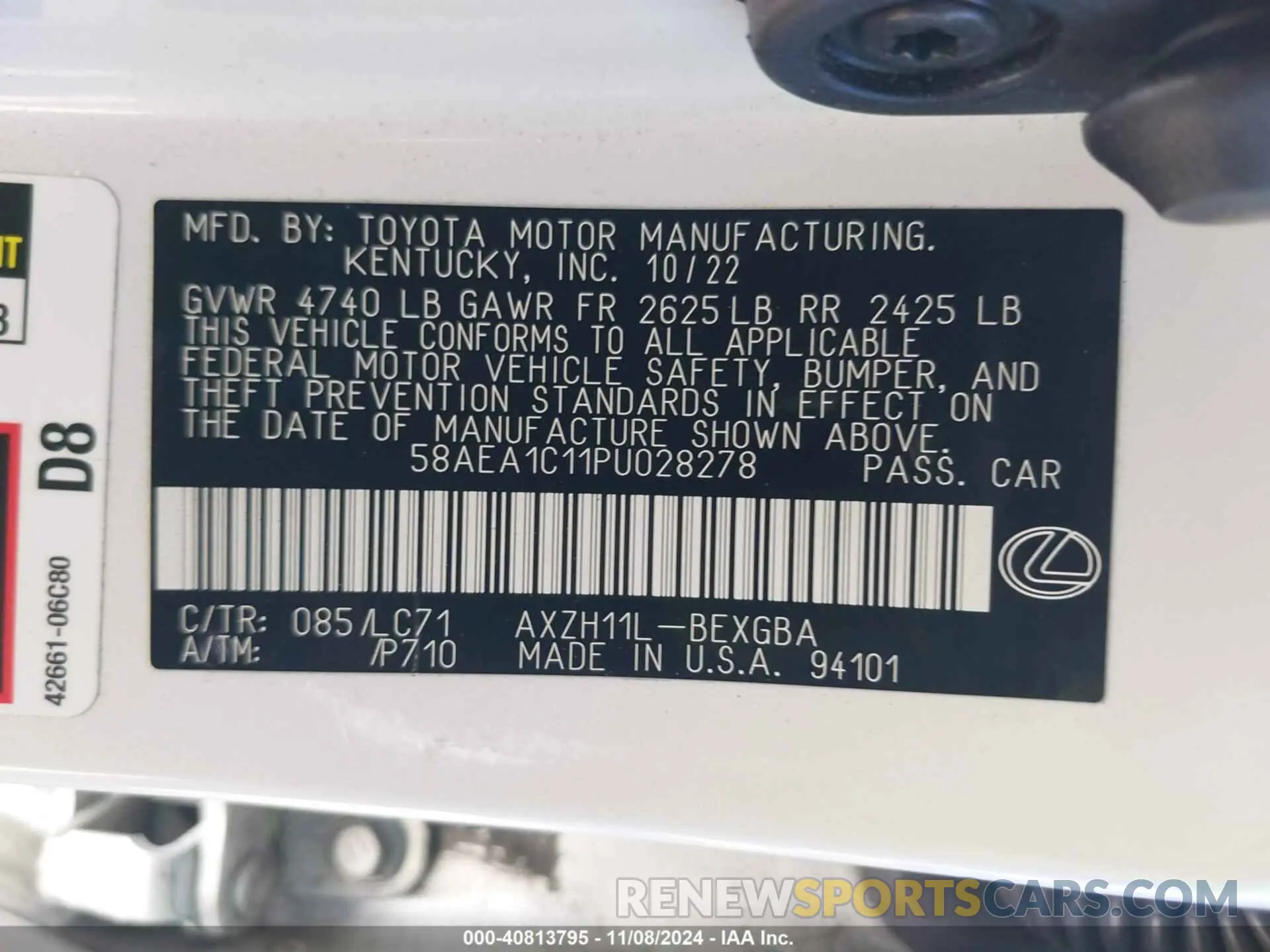 9 fotografías del automóvil dañado 58AEA1C11PU028278 LEXUS ES 300H 2023