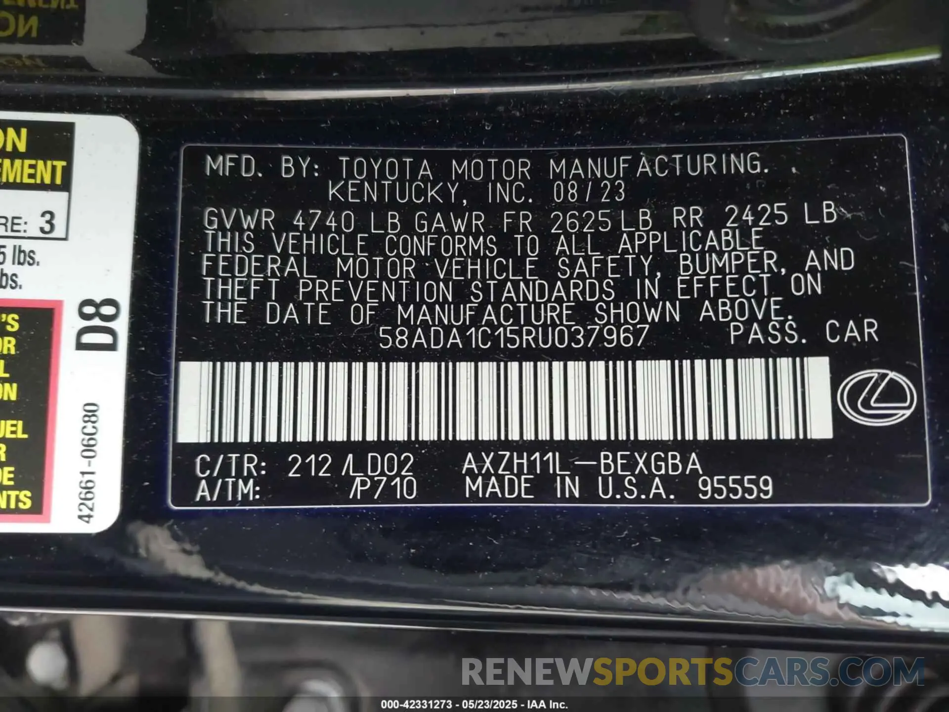9 fotografías del automóvil dañado 58ADA1C15RU037967 LEXUS ES 300H 2024