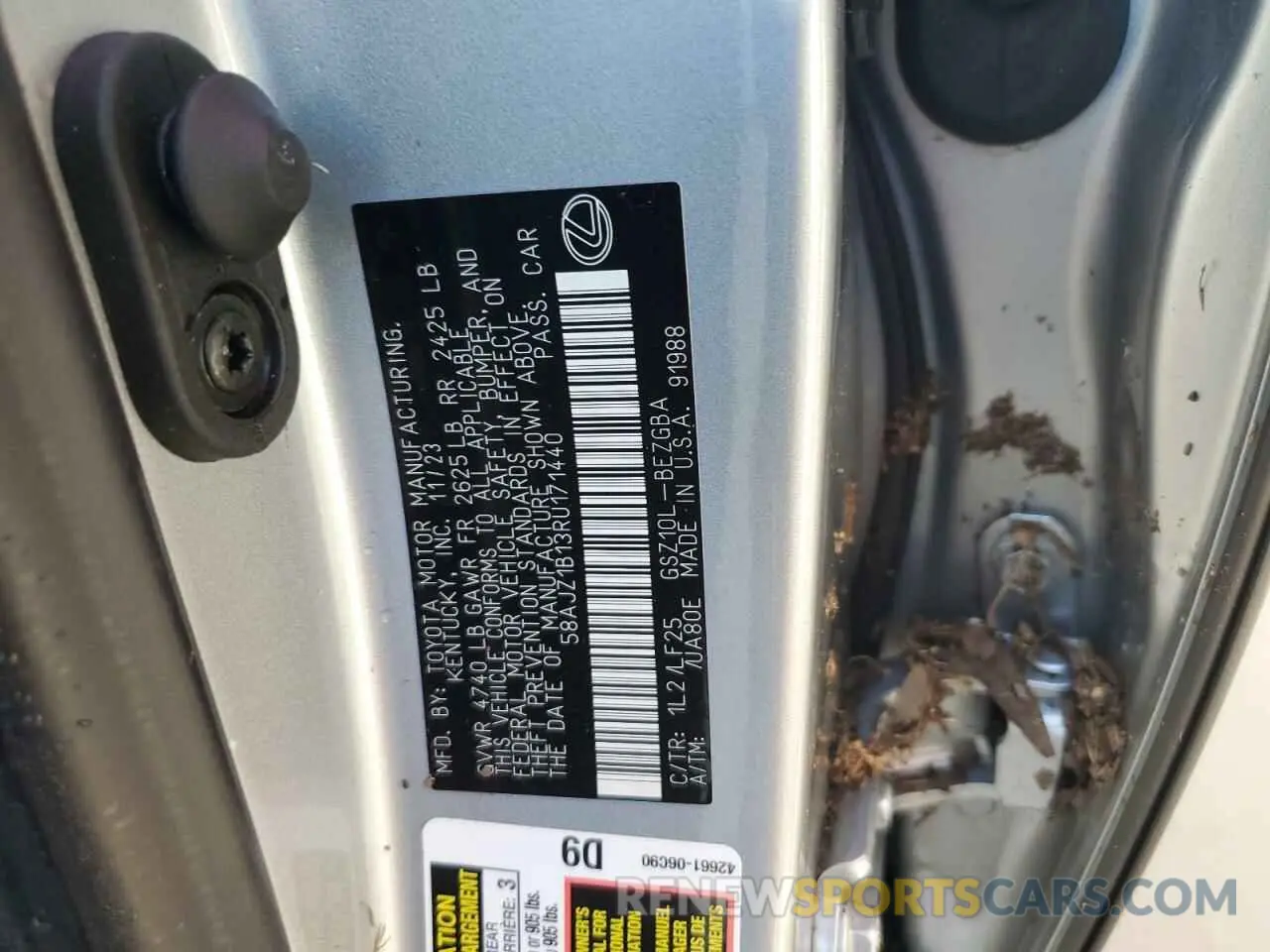 13 fotografías del automóvil dañado 58AJZ1B13RU171440 LEXUS ES 350 F S 2024