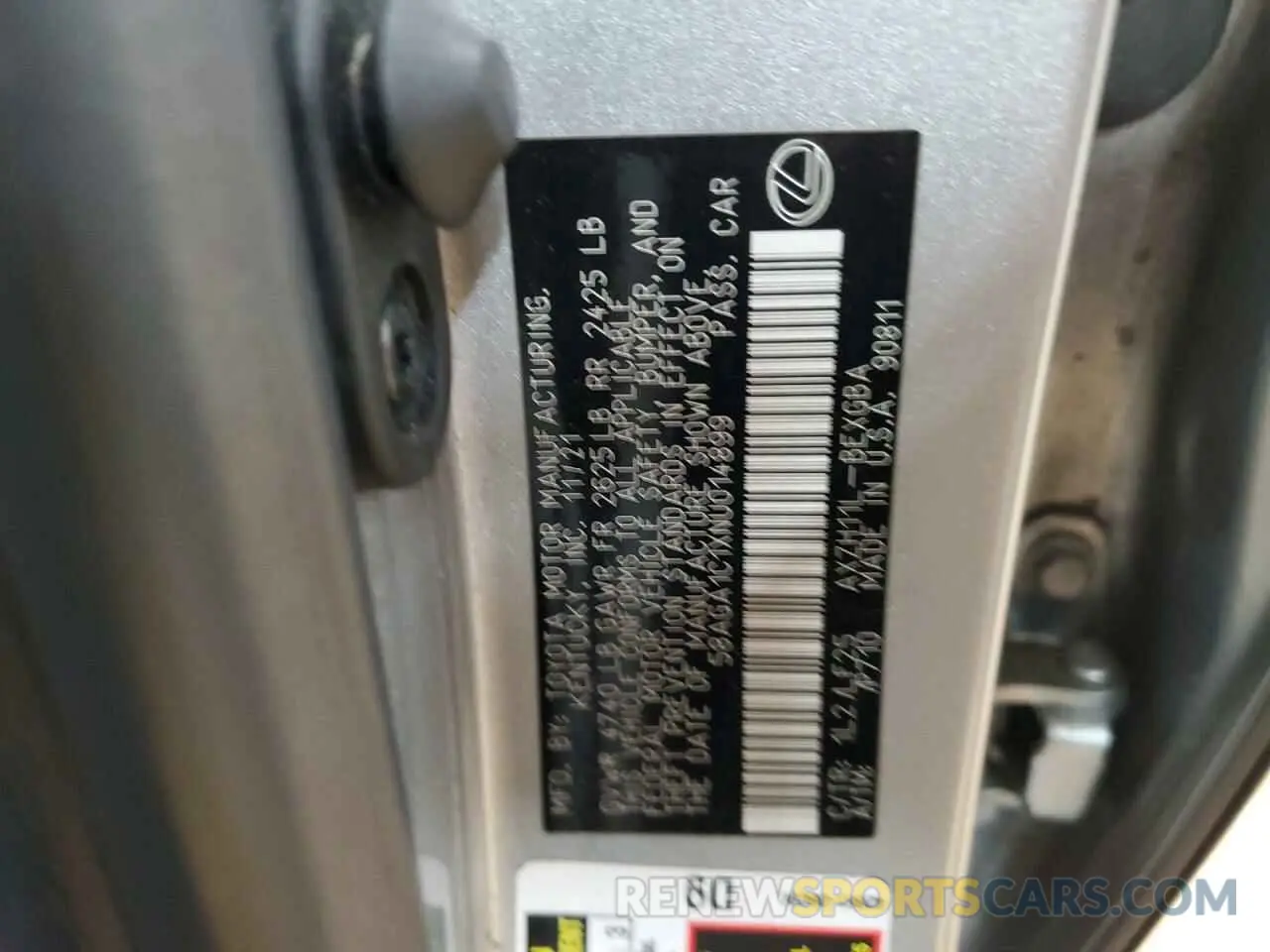 14 fotografías del automóvil dañado 58AGA1C1XNU014899 LEXUS ES300 2022