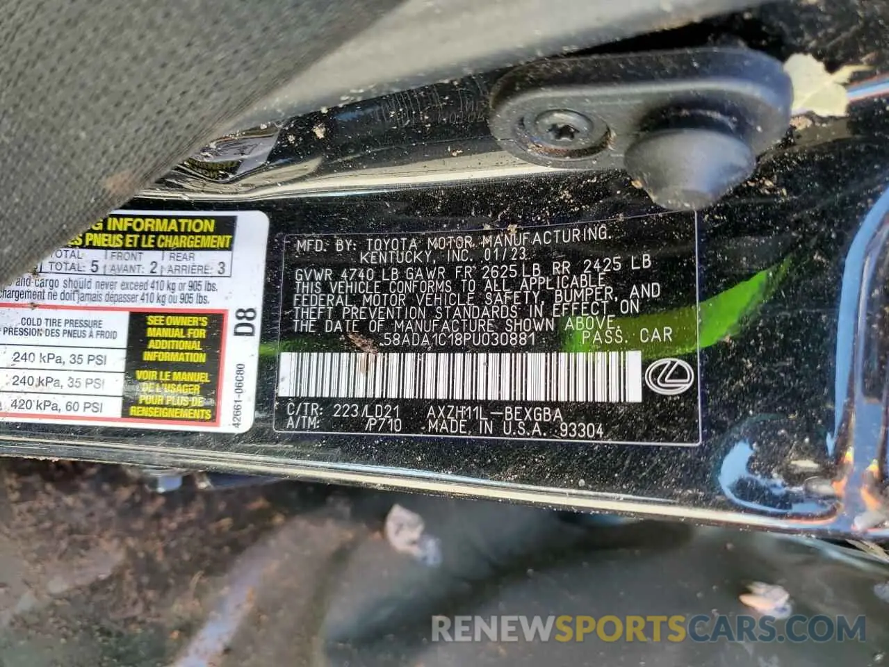 12 fotografías del automóvil dañado 58ADA1C18PU030881 LEXUS ES300 2023