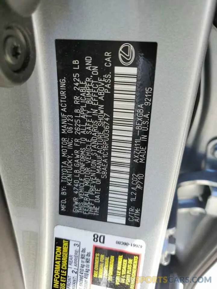 13 fotografías del automóvil dañado 58AEA1C16PU036747 LEXUS ES300 2023