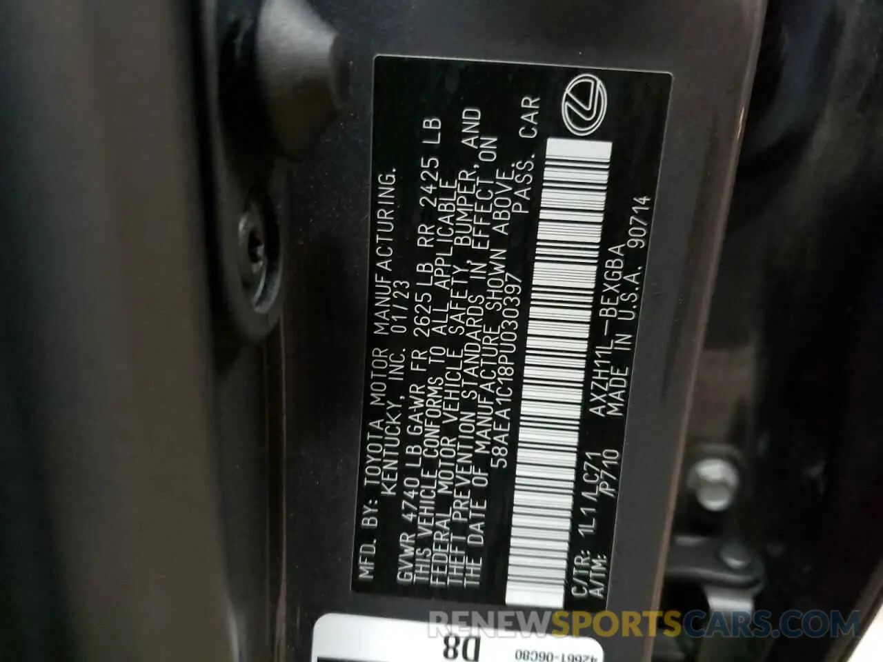 13 fotografías del automóvil dañado 58AEA1C18PU030397 LEXUS ES300 2023