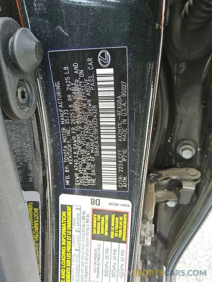 12 fotografías del automóvil dañado 58AEA1C19PU034328 LEXUS ES300 2023