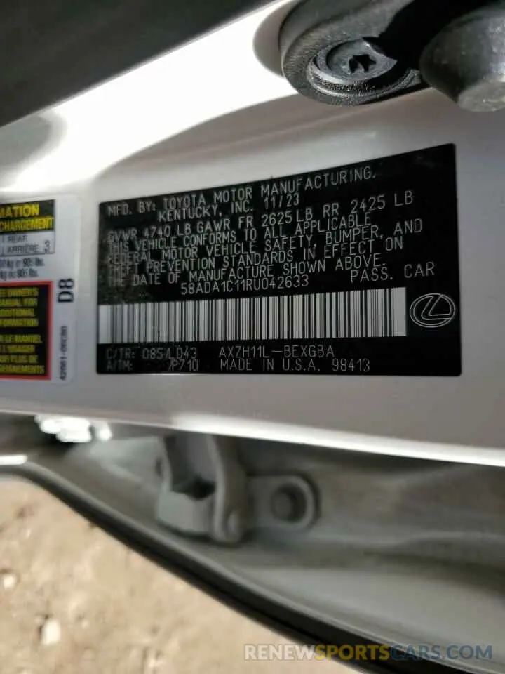 12 fotografías del automóvil dañado 58ADA1C11RU042633 LEXUS ES300 2024