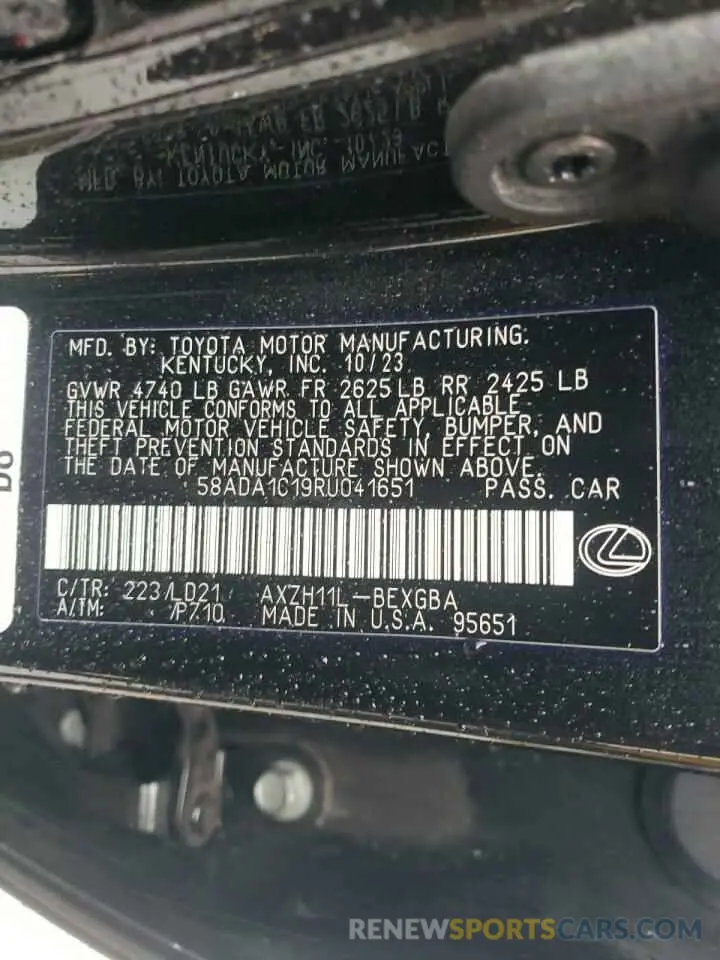 14 fotografías del automóvil dañado 58ADA1C19RU041651 LEXUS ES300 2024