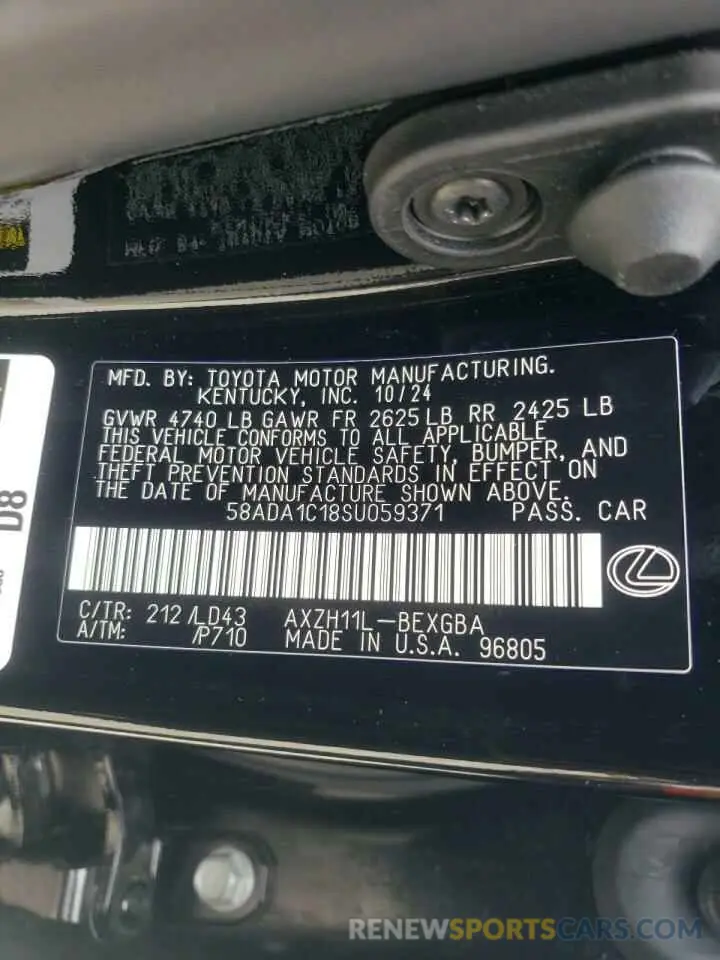 12 fotografías del automóvil dañado 58ADA1C18SU059371 LEXUS ES300 2025