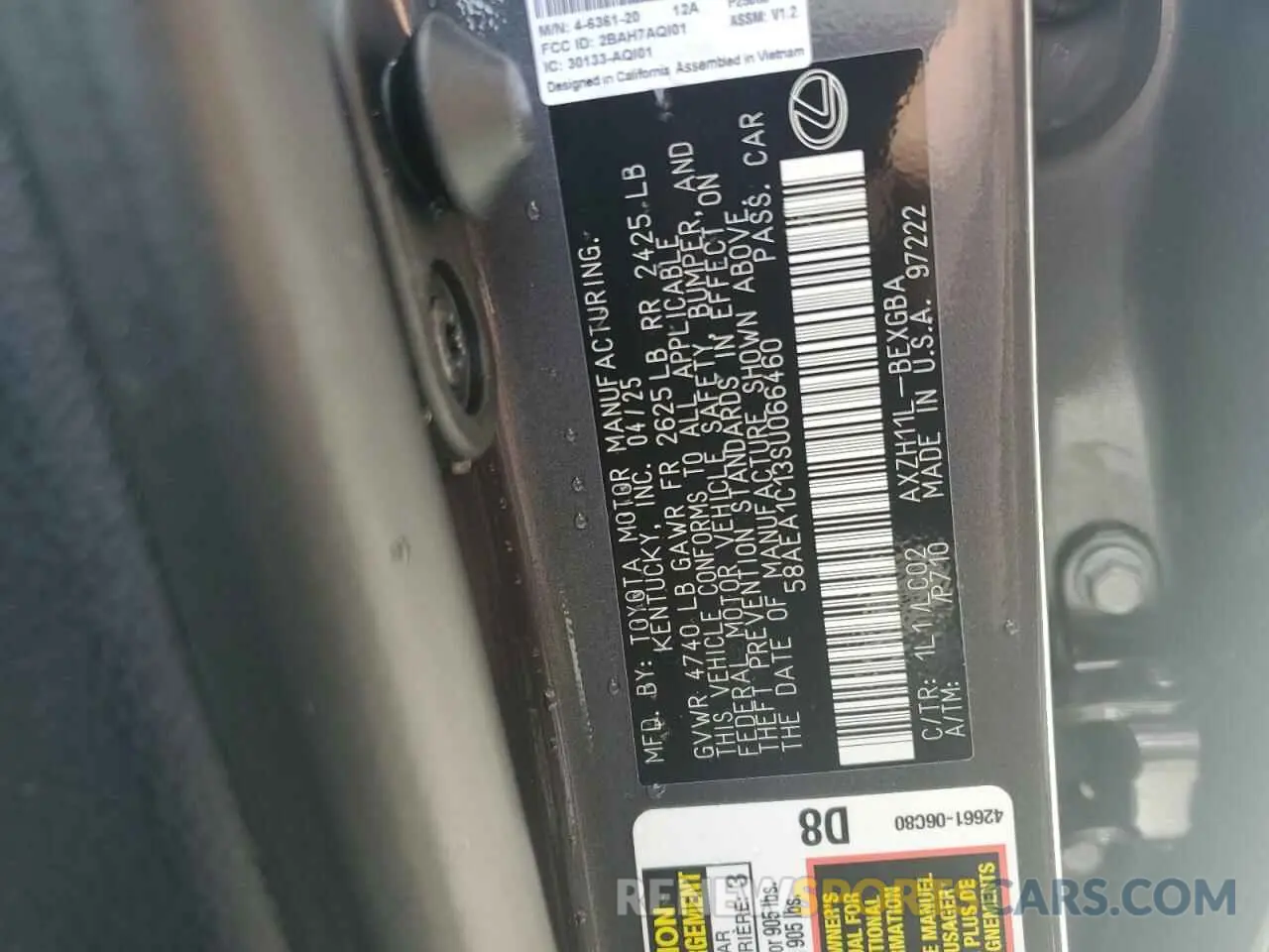 12 fotografías del automóvil dañado 58AEA1C13SU066460 LEXUS ES300 2025