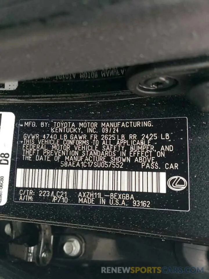 12 fotografías del automóvil dañado 58AEA1C17SU057552 LEXUS ES300 2025