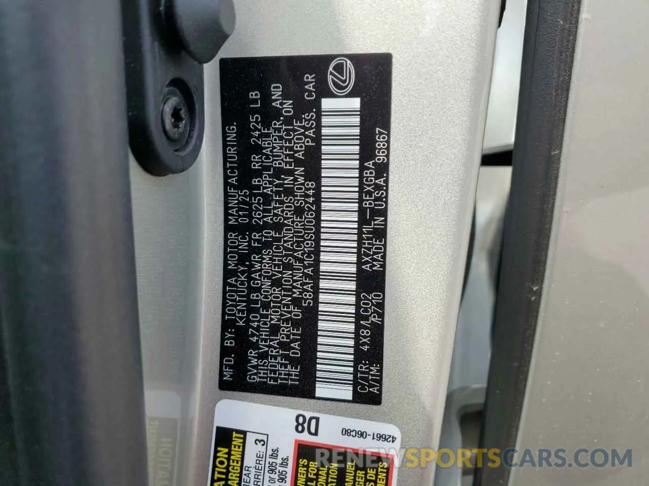 12 fotografías del automóvil dañado 58AFA1C19SU062448 LEXUS ES300 2025