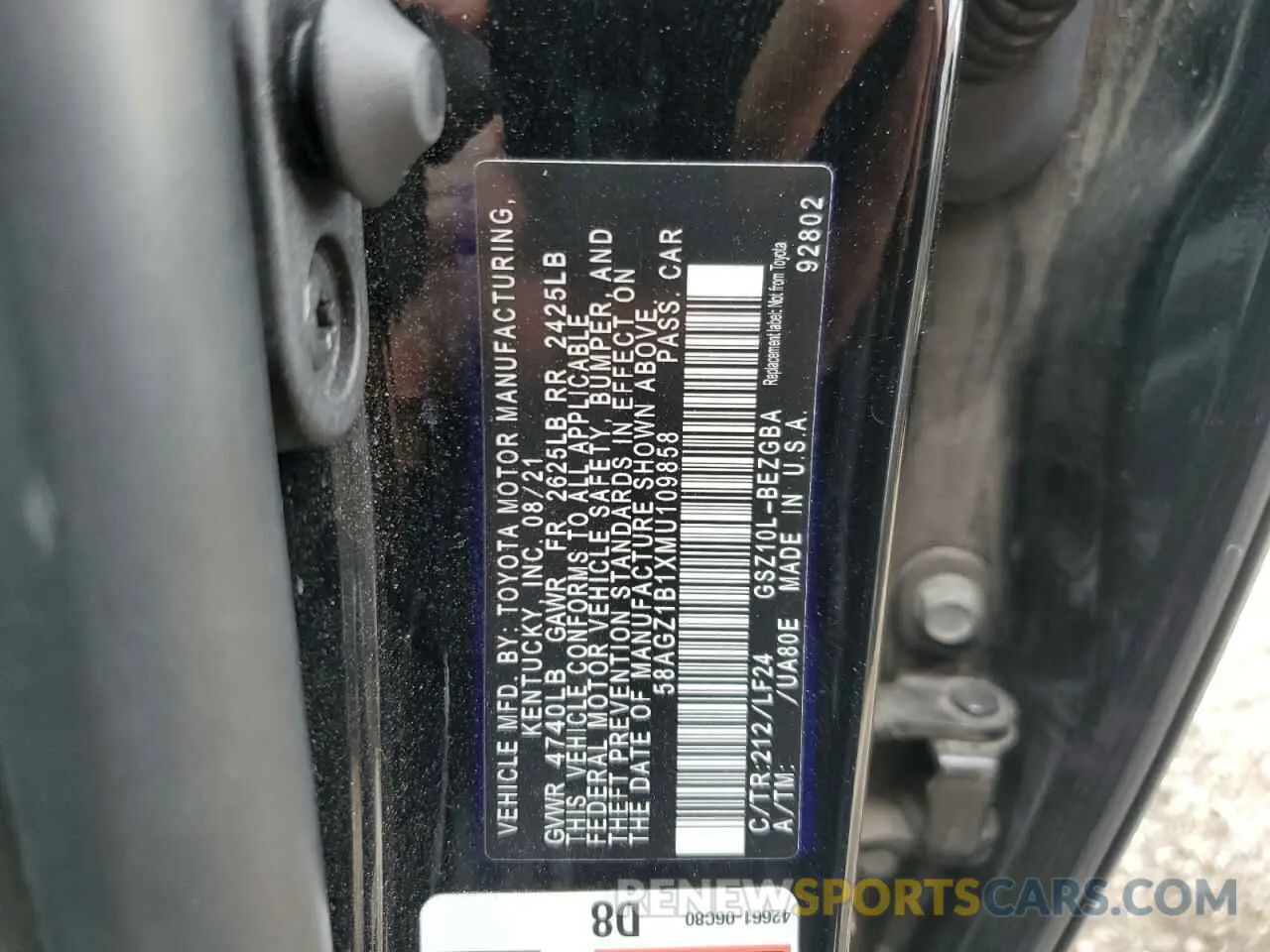 13 fotografías del automóvil dañado 58AGZ1B1XMU109858 LEXUS ES350 2021