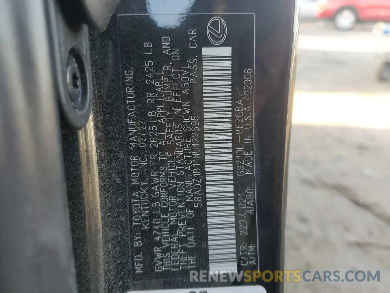 13 fotografías del automóvil dañado 58ADZ1B11NU122695 LEXUS ES350 2022