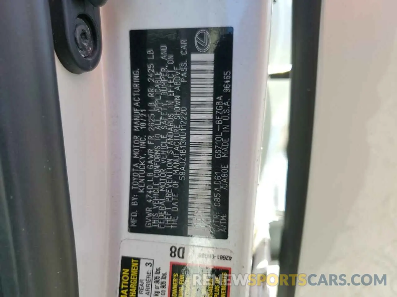 13 fotografías del automóvil dañado 58ADZ1B13NU112220 LEXUS ES350 2022