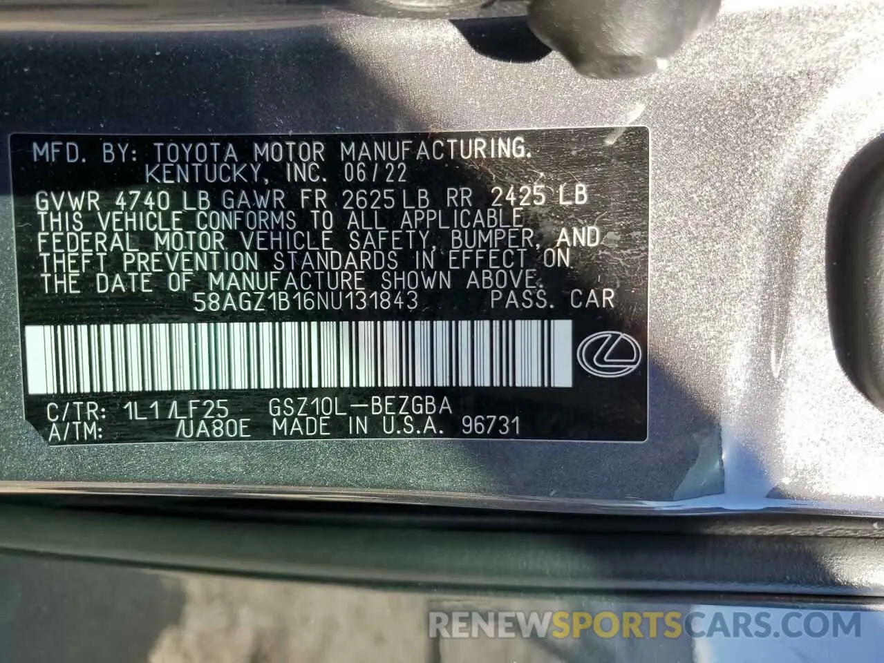 13 fotografías del automóvil dañado 58AGZ1B16NU131843 LEXUS ES350 2022